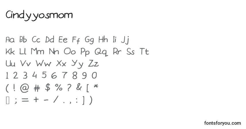 Fuente Cindyyosmom - alfabeto, números, caracteres especiales