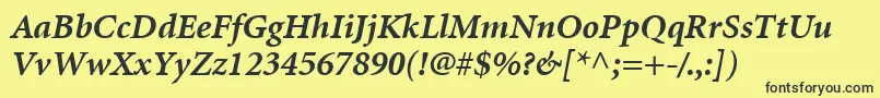 MinionLtBoldItalic Font – Black Fonts on Yellow Background