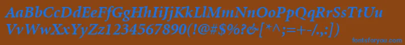 MinionLtBoldItalic Font – Blue Fonts on Brown Background