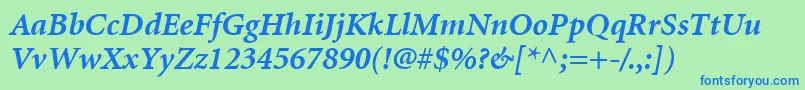 MinionLtBoldItalic Font – Blue Fonts on Green Background