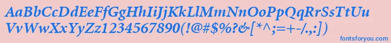 MinionLtBoldItalic Font – Blue Fonts on Pink Background