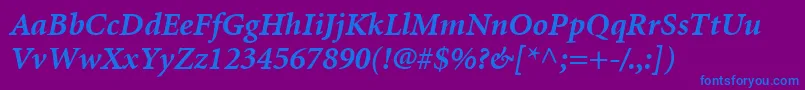 MinionLtBoldItalic Font – Blue Fonts on Purple Background