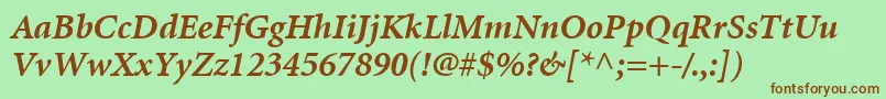 MinionLtBoldItalic Font – Brown Fonts on Green Background