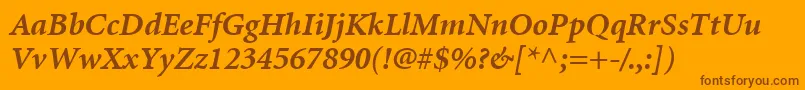 MinionLtBoldItalic-fontti – ruskeat fontit oranssilla taustalla