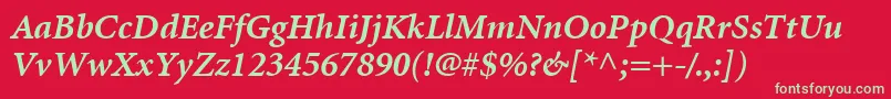 MinionLtBoldItalic Font – Green Fonts on Red Background
