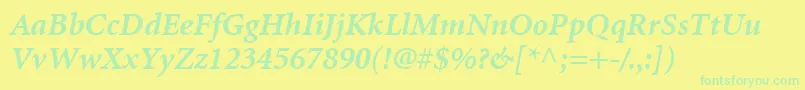 MinionLtBoldItalic Font – Green Fonts on Yellow Background