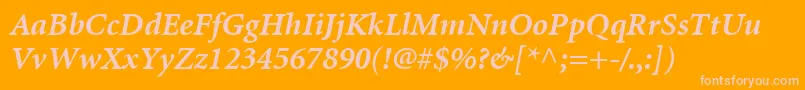 MinionLtBoldItalic-Schriftart – Rosa Schriften auf orangefarbenem Hintergrund
