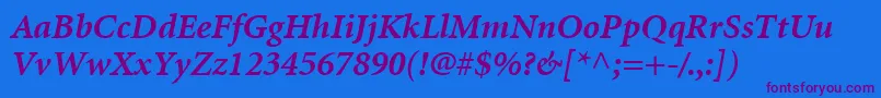Шрифт MinionLtBoldItalic – фиолетовые шрифты на синем фоне