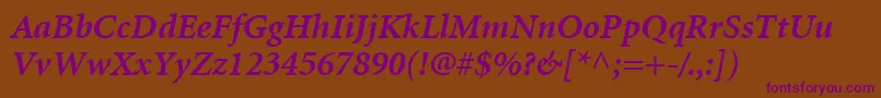 MinionLtBoldItalic Font – Purple Fonts on Brown Background