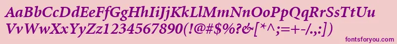 MinionLtBoldItalic Font – Purple Fonts on Pink Background