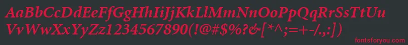 MinionLtBoldItalic Font – Red Fonts on Black Background