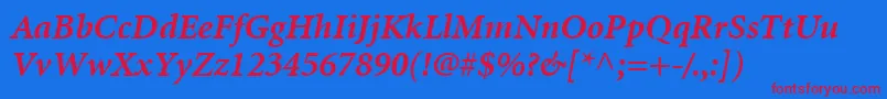 MinionLtBoldItalic-Schriftart – Rote Schriften auf blauem Hintergrund
