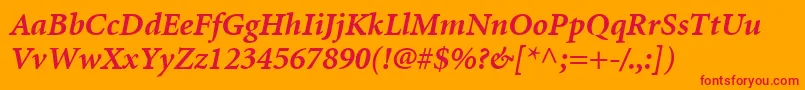 MinionLtBoldItalic Font – Red Fonts on Orange Background