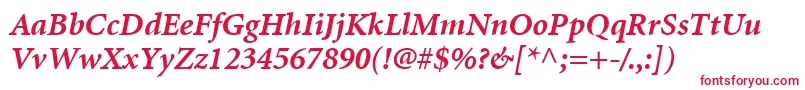 MinionLtBoldItalic Font – Red Fonts on White Background