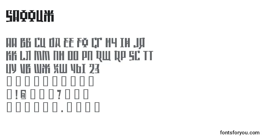 Czcionka Saffcw – alfabet, cyfry, specjalne znaki
