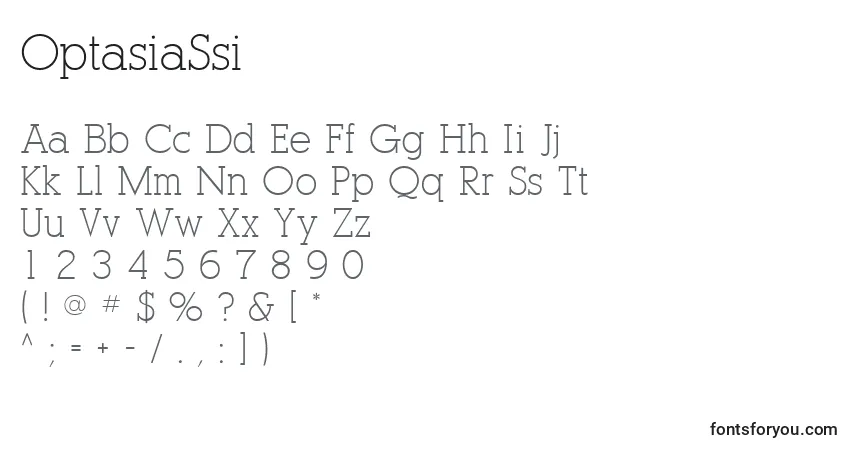 Czcionka OptasiaSsi – alfabet, cyfry, specjalne znaki