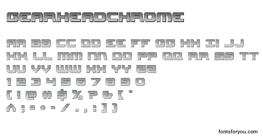 Gearheadchrome-fontti – aakkoset, numerot, erikoismerkit