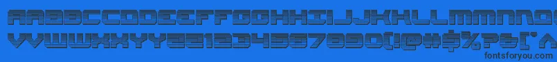 Gearheadchrome-Schriftart – Schwarze Schriften auf blauem Hintergrund