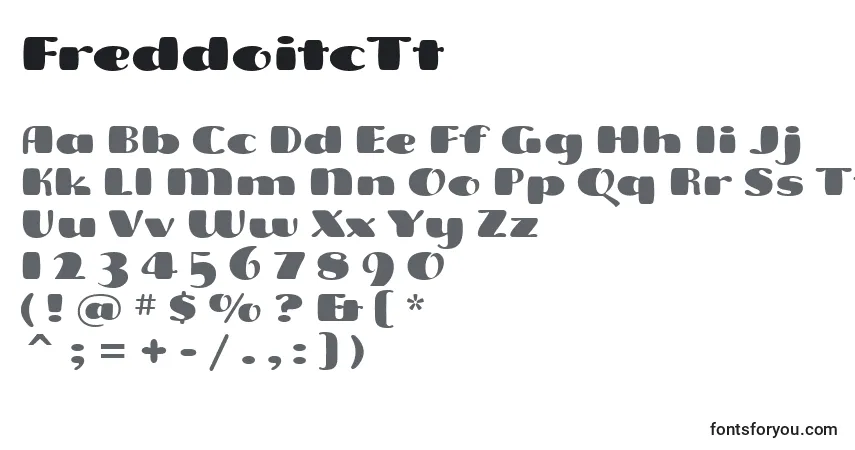 A fonte FreddoitcTt – alfabeto, números, caracteres especiais