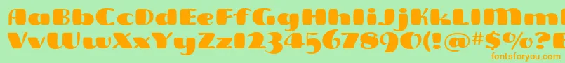 FreddoitcTt-Schriftart – Orangefarbene Schriften auf grünem Hintergrund