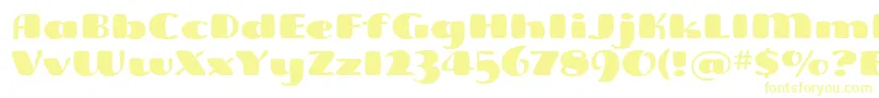 フォントFreddoitcTt – 白い背景に黄色の文字