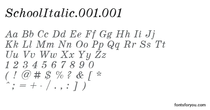 SchoolItalic.001.001 Font – alphabet, numbers, special characters