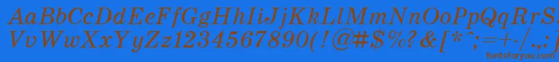 SchoolItalic.001.001 Font – Brown Fonts on Blue Background