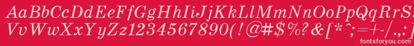 Fonte SchoolItalic.001.001 – fontes rosa em um fundo vermelho
