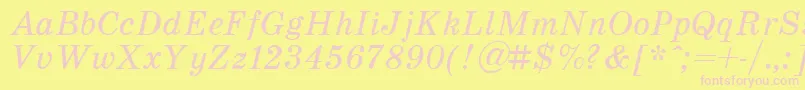 Fonte SchoolItalic.001.001 – fontes rosa em um fundo amarelo