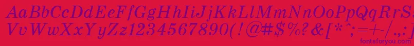 SchoolItalic.001.001-fontti – violetit fontit punaisella taustalla