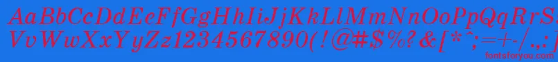 SchoolItalic.001.001 Font – Red Fonts on Blue Background