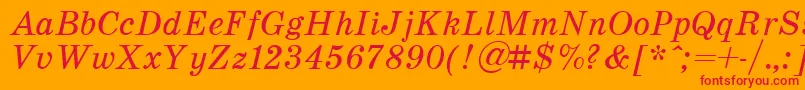 SchoolItalic.001.001-Schriftart – Rote Schriften auf orangefarbenem Hintergrund
