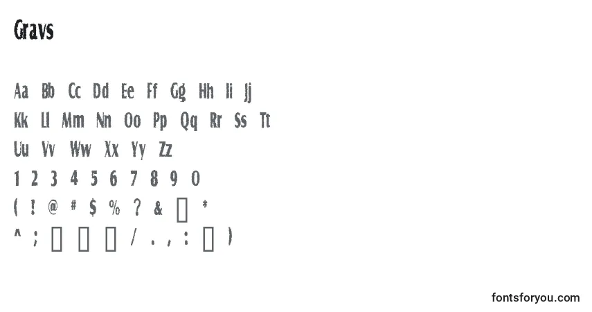 A fonte Gravs – alfabeto, números, caracteres especiais