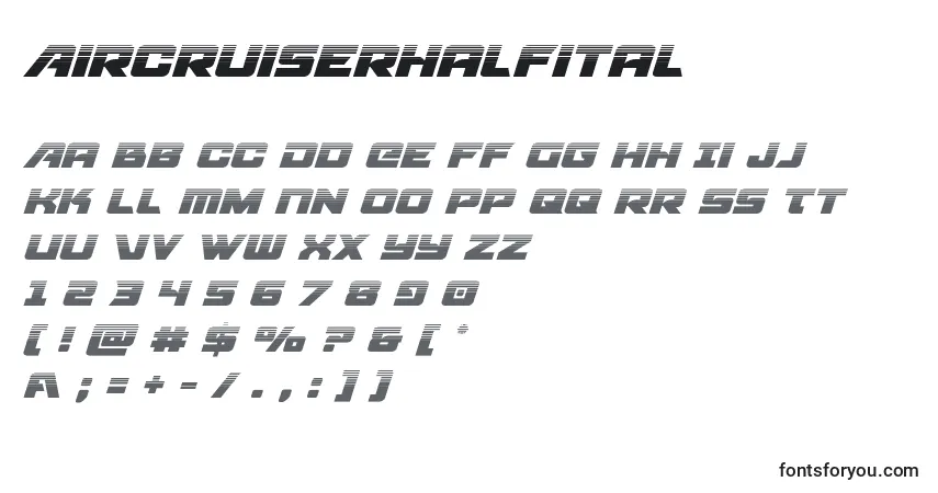 Schriftart Aircruiserhalfital – Alphabet, Zahlen, spezielle Symbole