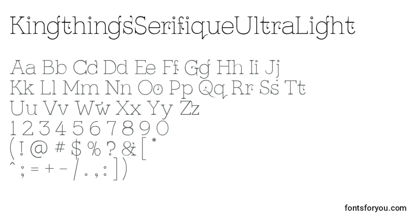 Schriftart KingthingsSerifiqueUltraLight – Alphabet, Zahlen, spezielle Symbole
