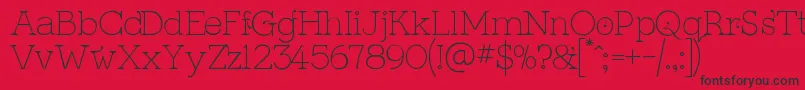 KingthingsSerifiqueUltraLight Font – Black Fonts on Red Background