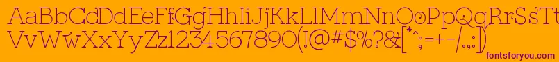 KingthingsSerifiqueUltraLight-Schriftart – Violette Schriften auf orangefarbenem Hintergrund
