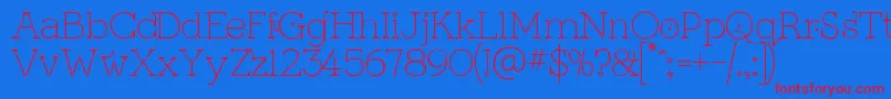 フォントKingthingsSerifiqueUltraLight – 赤い文字の青い背景