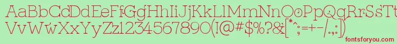 KingthingsSerifiqueUltraLight Font – Red Fonts on Green Background