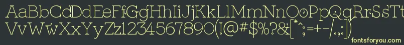 フォントKingthingsSerifiqueUltraLight – 黒い背景に黄色の文字
