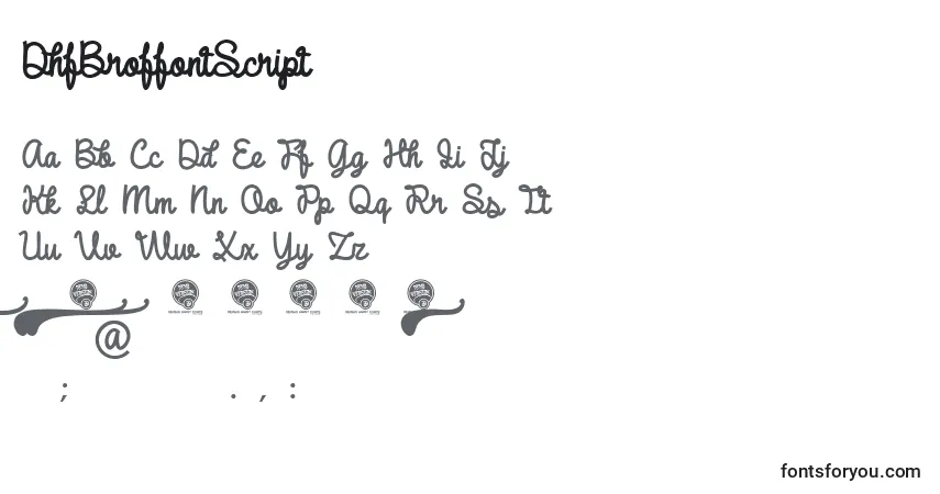 Schriftart DhfBroffontScript – Alphabet, Zahlen, spezielle Symbole