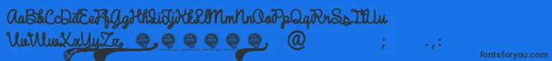 Czcionka DhfBroffontScript – czarne czcionki na niebieskim tle
