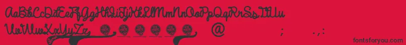 DhfBroffontScript-fontti – mustat fontit punaisella taustalla