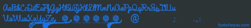 DhfBroffontScript-Schriftart – Blaue Schriften auf schwarzem Hintergrund