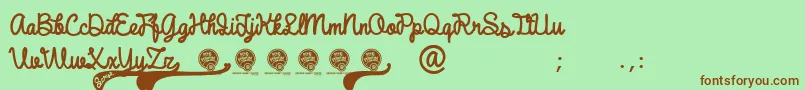 Fonte DhfBroffontScript – fontes marrons em um fundo verde