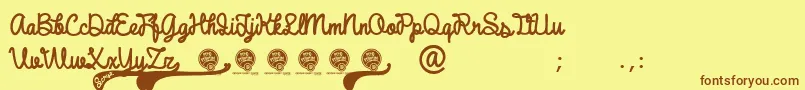 DhfBroffontScript-fontti – ruskeat fontit keltaisella taustalla