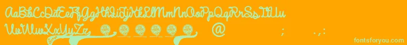DhfBroffontScript Font – Green Fonts on Orange Background