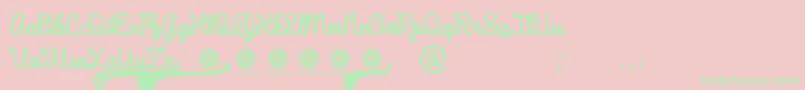 DhfBroffontScript Font – Green Fonts on Pink Background