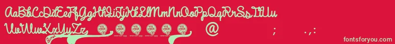 DhfBroffontScript Font – Green Fonts on Red Background