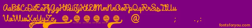 DhfBroffontScript-fontti – oranssit fontit violetilla taustalla